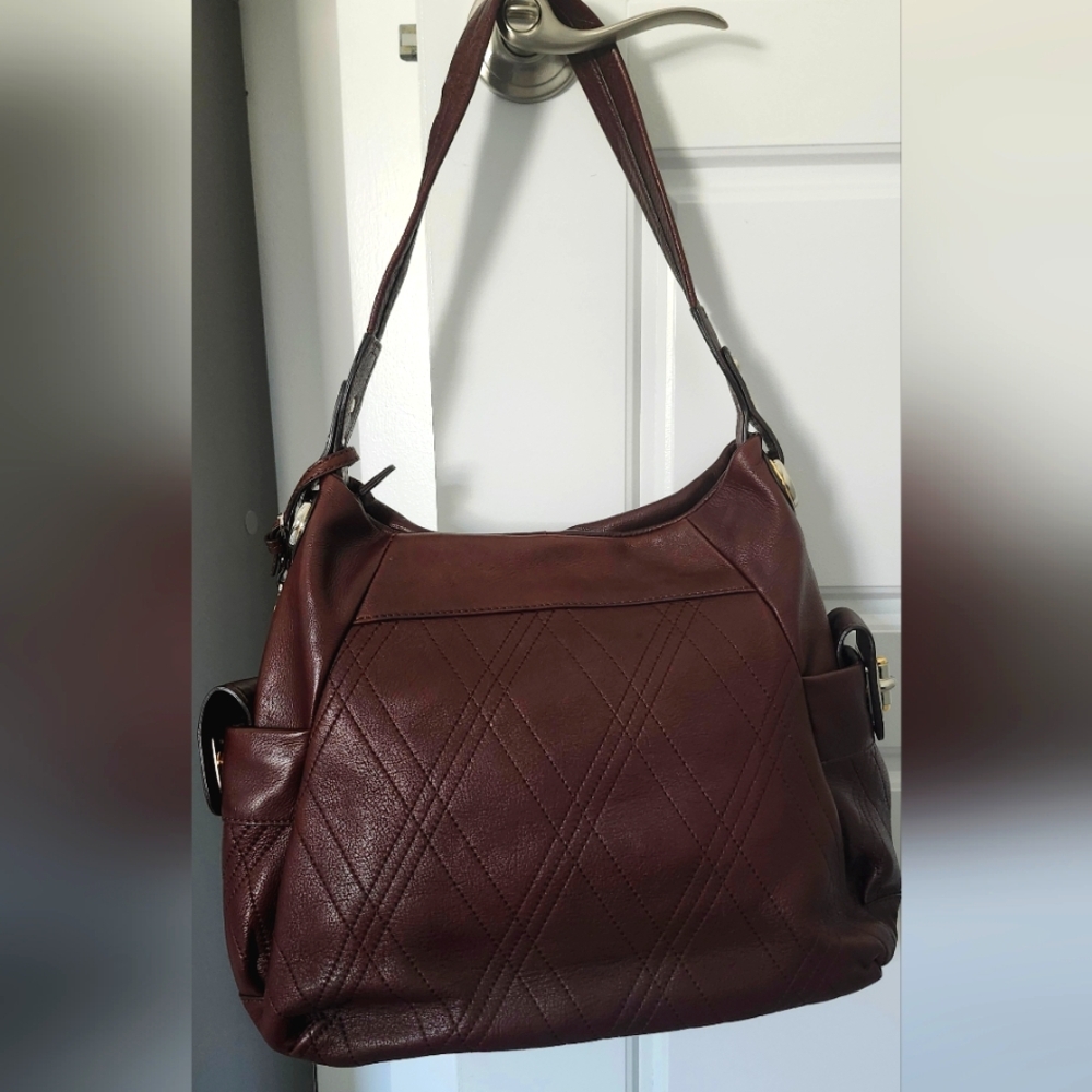 NWOT ~B. Makowsky Deep Brown 100% Genuine Cowhide Genuine Leather Shoulder Bag